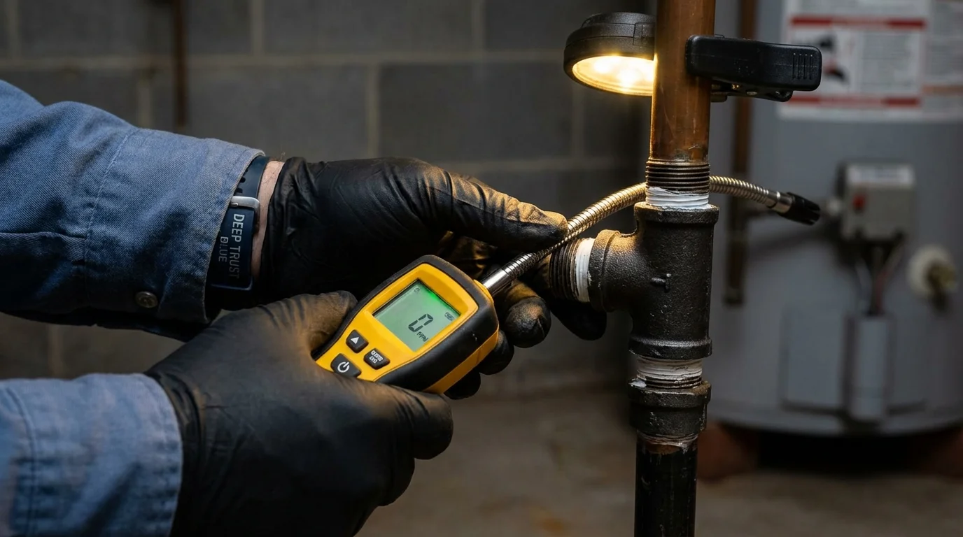 Gas leak detection with electronic sniffer by Johns Plumbing LLC in Marvell