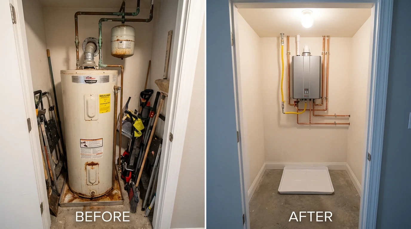 Tank water heater versus wall-mounted tankless unit comparison for Marvell, AR homeowners